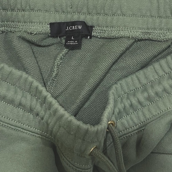 J.Crew NWOT University terry long lightweight cutoff shorts with Crew Logo sz L - Picture 3 of 4